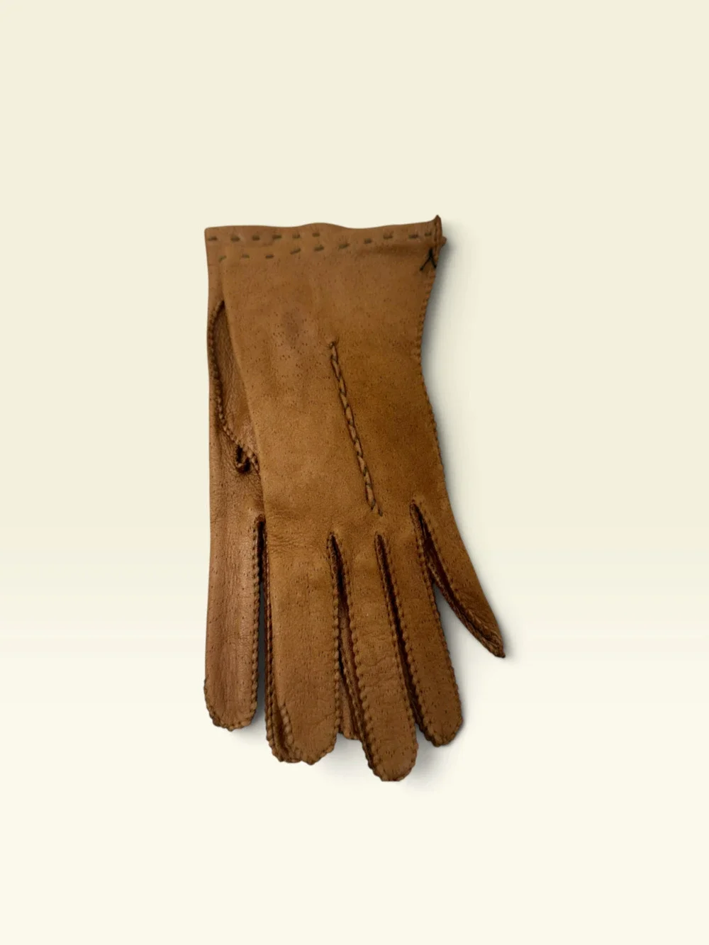 Vintage Women’s Soft Brown Leather Gloves Size 6½ Hand-Stitched Unworn